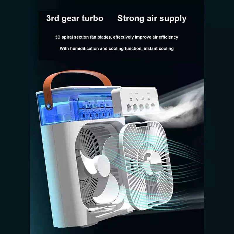 3 In 1 Air Humidifier Cooling USB Fan LED Night Light Water Spray Humidification Fan