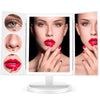 Trifold Makeup Mirror With Light 68 LED Vanity Mirrors 10X Magnifying 180Rotation