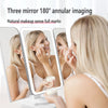 Charger l&#39;image dans la visionneuse de la galerie, Trifold Makeup Mirror With Light 68 LED Vanity Mirrors 10X Magnifying 180Rotation