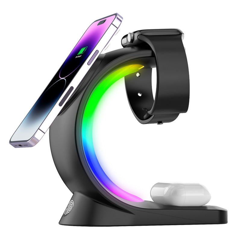 4 In 1 Atmosphere Light Magnetic Wireless Charger Fast Charging For Smart Phones & Iphones