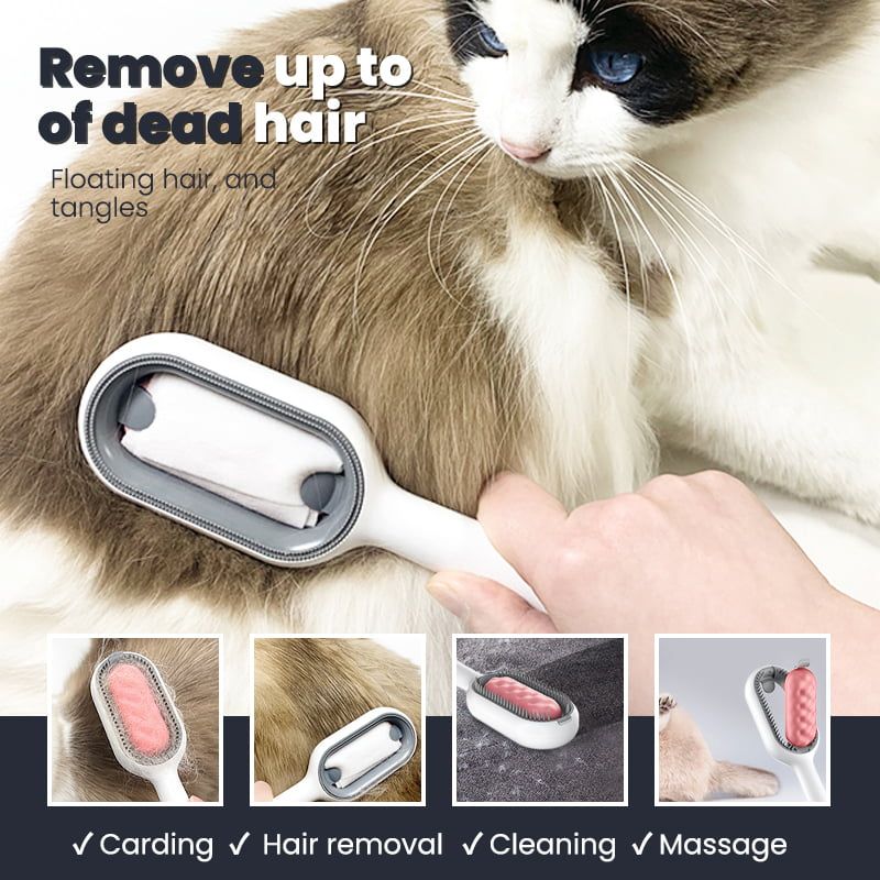 Pet Hair Removal Comb With Disposable Wipes Sticker Cat Dogs