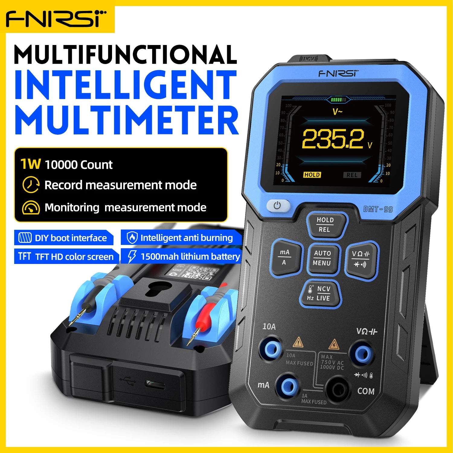 DMT-99 Digital Voltage and Current Multimeter Smart Professional 1000V 10A True RMS Auto Range AC DC