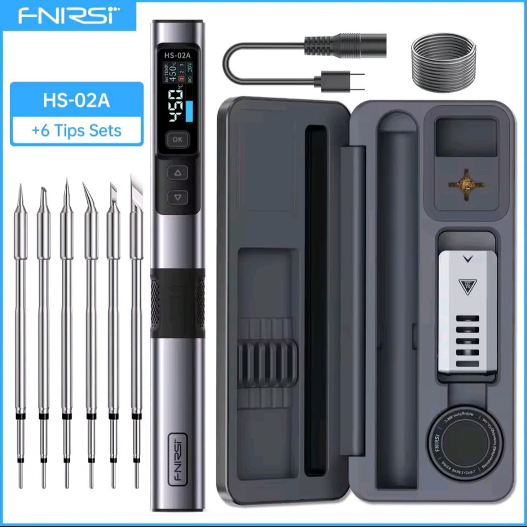 FNIRSI HS-02 Adjustable Temperature Soldering Iron 100-450℃ Welding Solder Rework Station PD 100W
