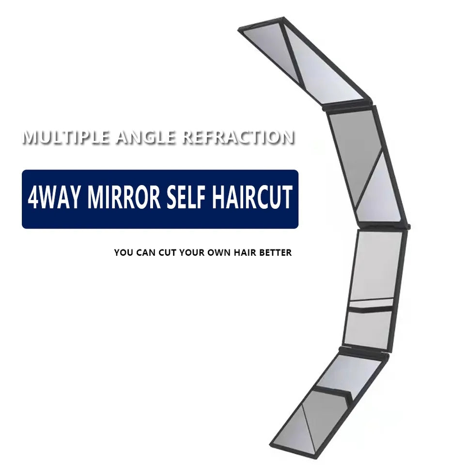 4 Panel Expandable Mirror,360 Degree Foldable Makeup Mirror Multifunction Portable for Hair Cuting,Styling,Grooming