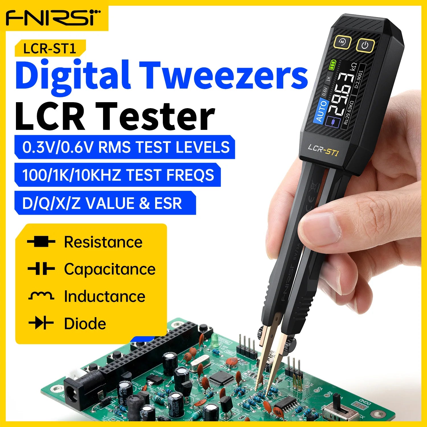 FNIRSI LCR-ST1 Smart Tweezer LCR SMD ESR Tester Auto Multimeter Tools