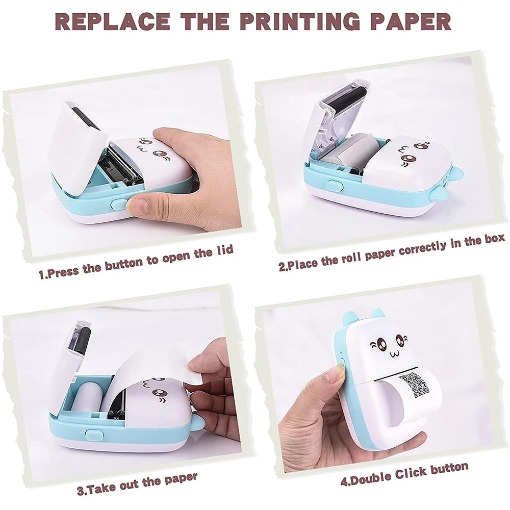Portable Thermal Printer MINI Photo Pocket Thermal Label Printer Ink-Free 58mm Printing Wireless Bluetooth Android IOS