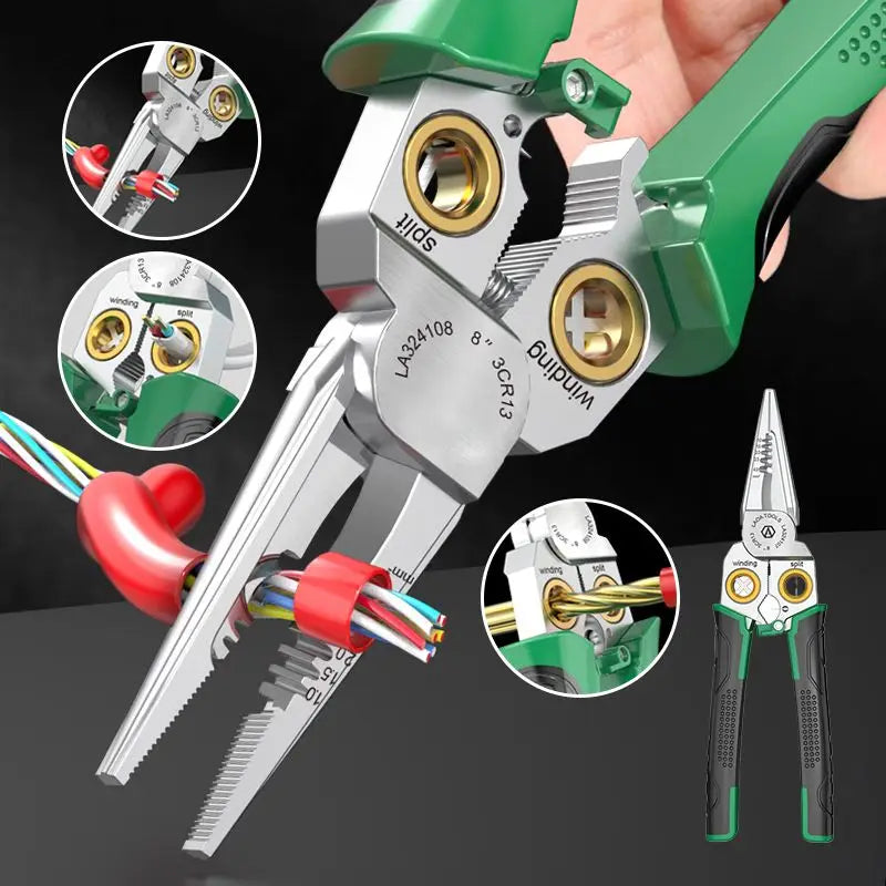 8-in-1 Multi-Functional Wire Stripper Pliers Cutting Cable With Electrical Measuring NCV