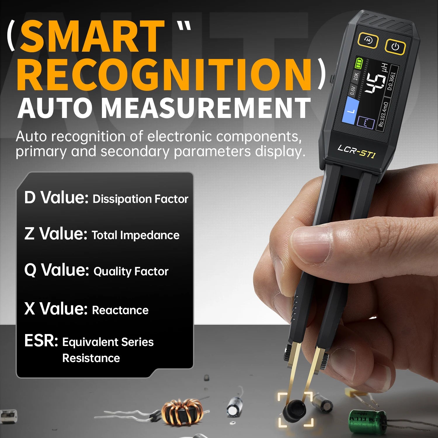 FNIRSI LCR-ST1 Smart Tweezer LCR SMD ESR Tester Auto Multimeter Tools