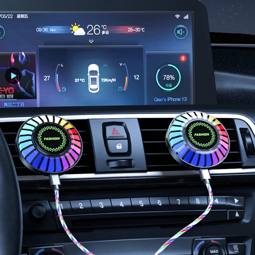 Music LED Car Rhythm RGB Ambient Light USB Interior light Vehicle Fragrance Lamp Strip Air Freshener