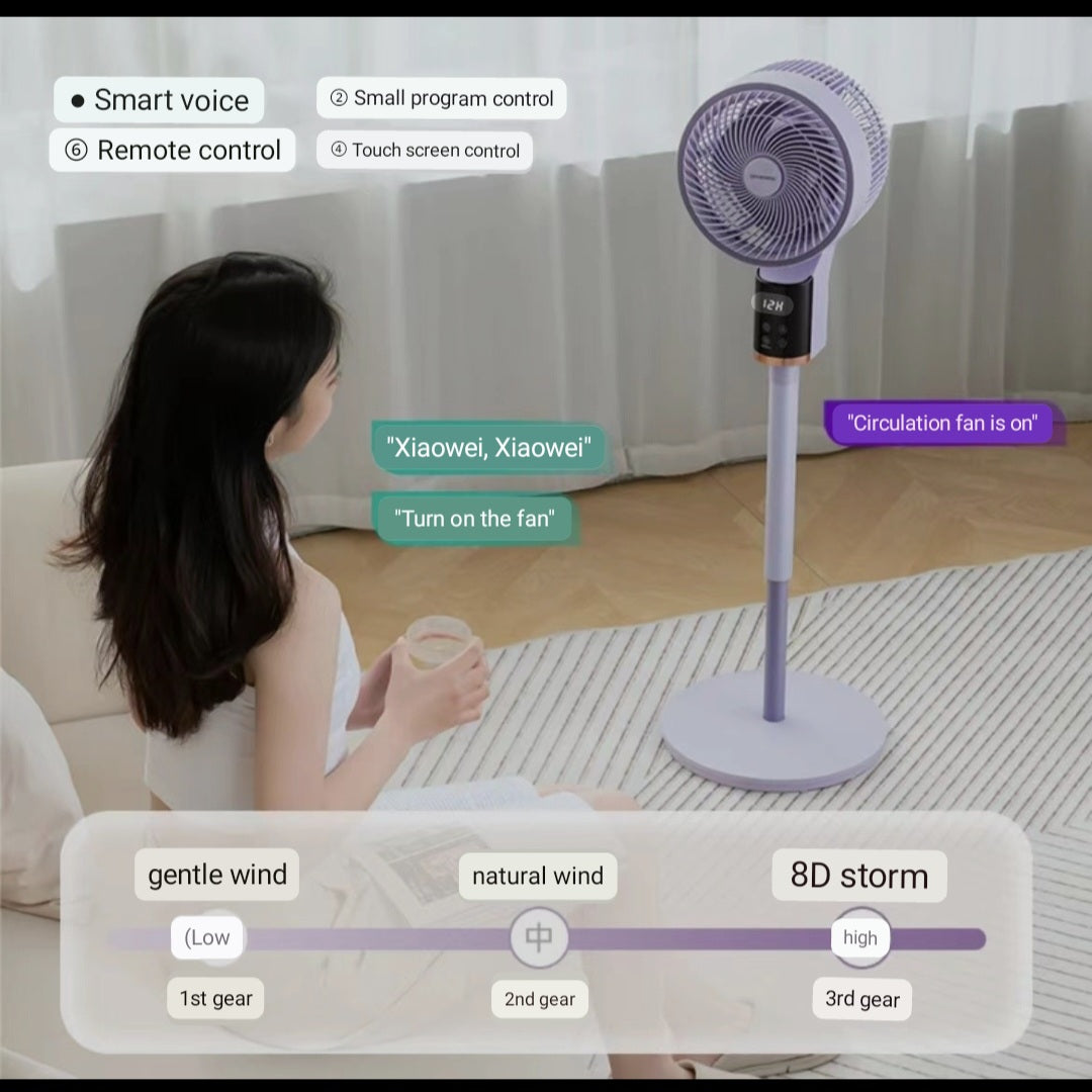 New Smart Cooling Fan Air Circulation Electric Fan Intelligent Voice Remote Control Large Wind Power