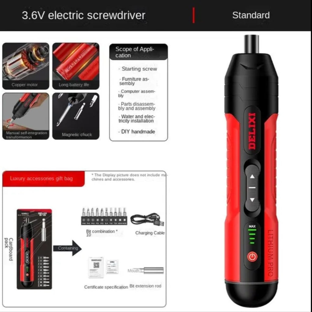Delixi Electric Screwdriver Rechargeable Small Mini Drill Screwdriver Tool Set