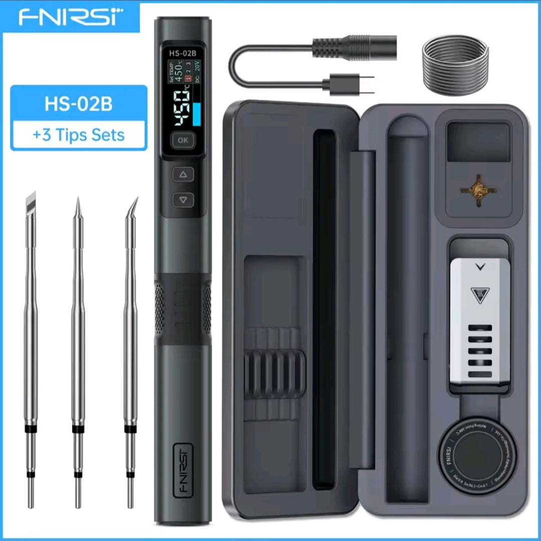 FNIRSI HS-02 Adjustable Temperature Soldering Iron 100-450℃ Welding Solder Rework Station PD 100W