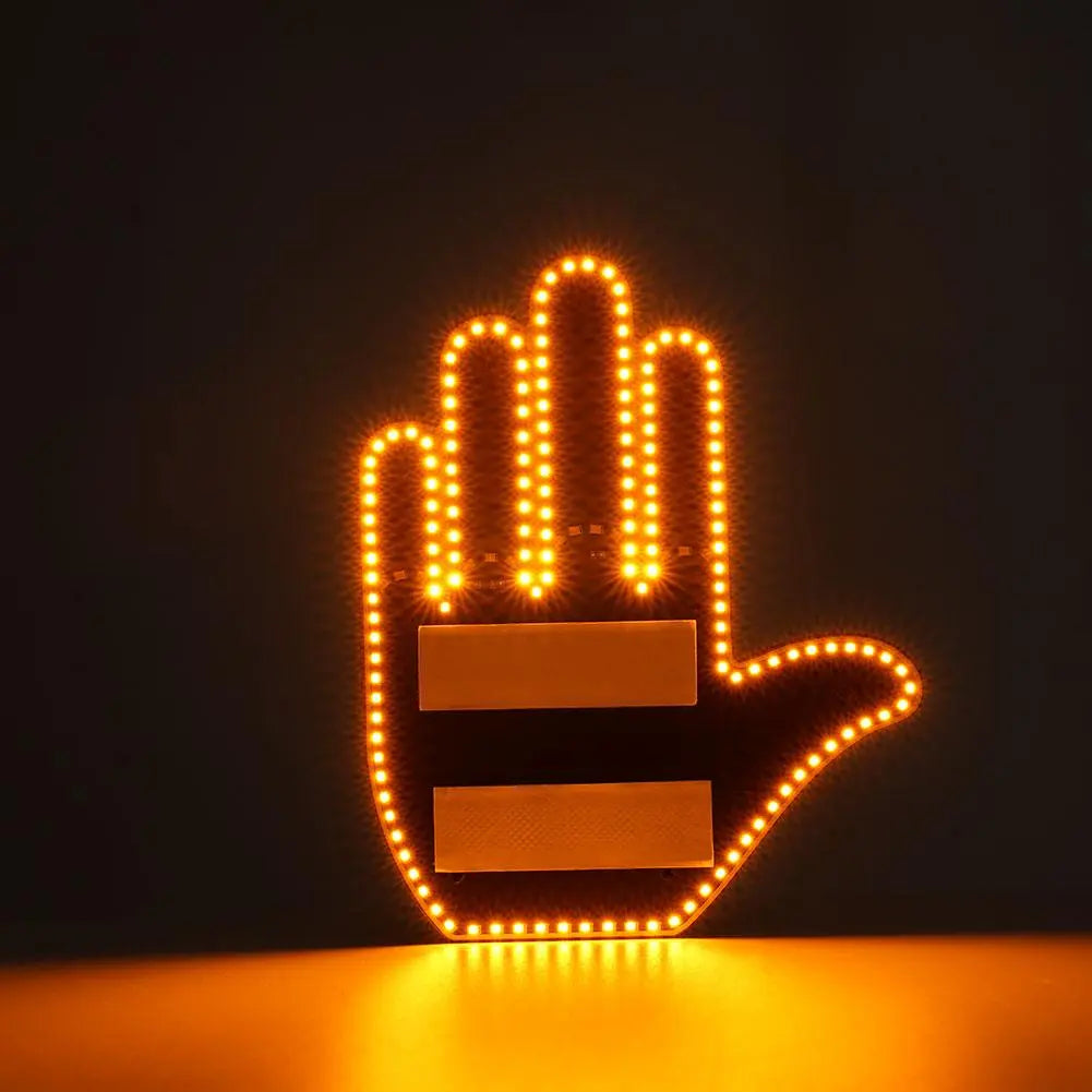 Funny Car Finger Light With Remote Road Rage Signs Middle Gesture Hand Lamp Sticker Glow Panel For Cars