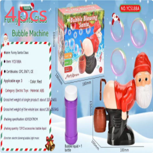 Electric Santa Claus Bubbles Machine Blowing Bubbles Music Light Entertainment Toy Christmas Gift