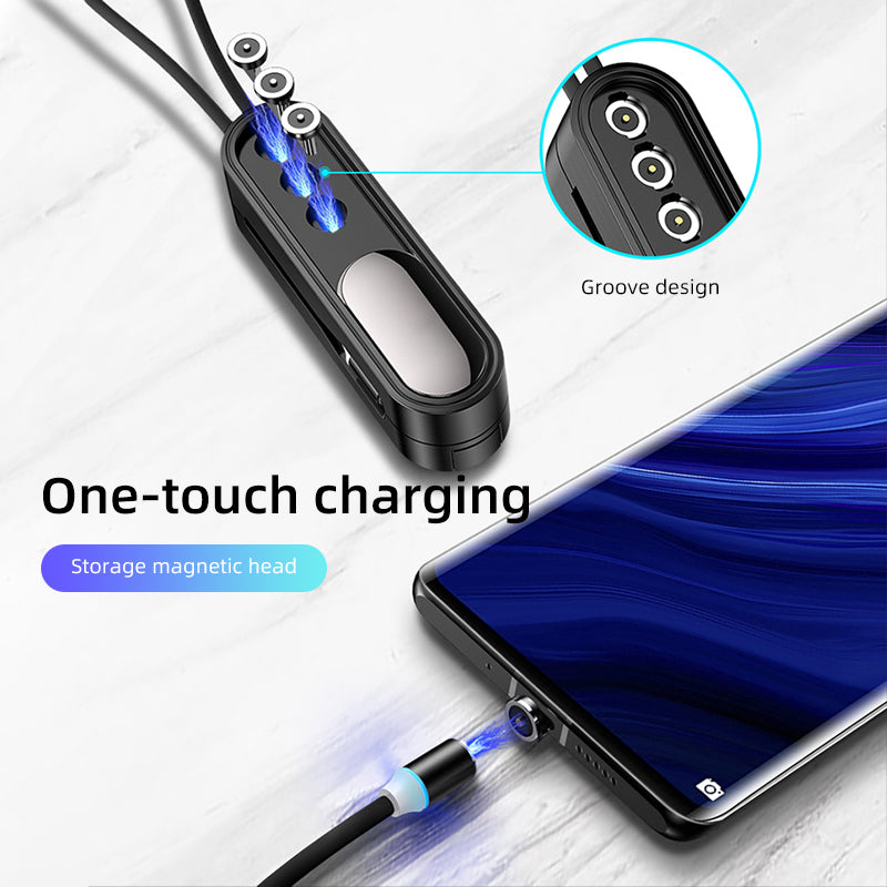 3 in 1 Magnetic USB Charging Cable With Plug Box Storage I phone, Type C & Micro