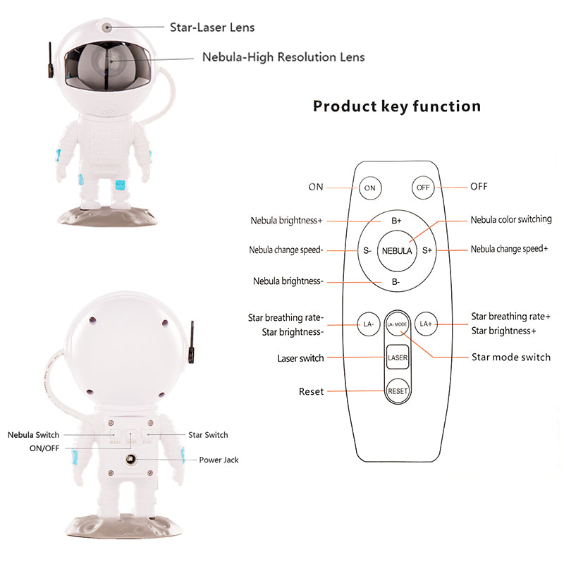 New Galaxy Projector Astronaut Starry Sky Projector Remote Control Bluetooth Music Laser