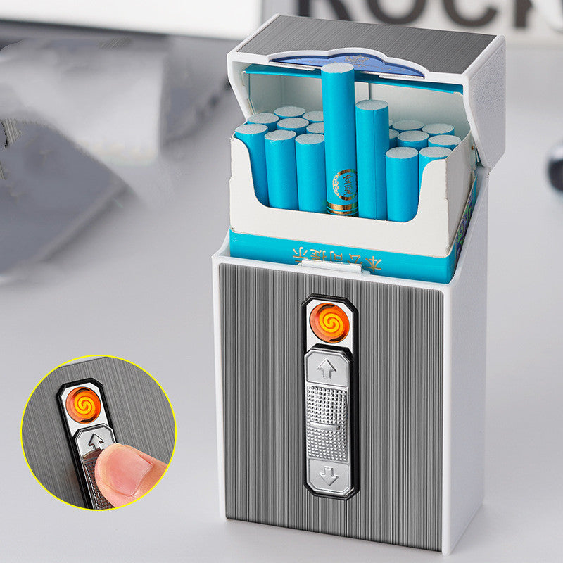 Cigarette Case With Lighter 20pcs Capacity USB Charging Lighter