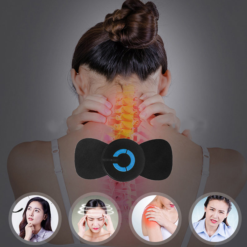 Electric Spine Massager EMS Pulse Neck Shoulder Whole Body Portable Massage Device