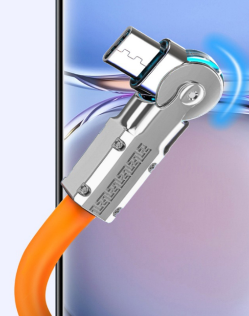 180 Rotary Alloy Connector Super Fast Charging Data Cable Apple & Type-C