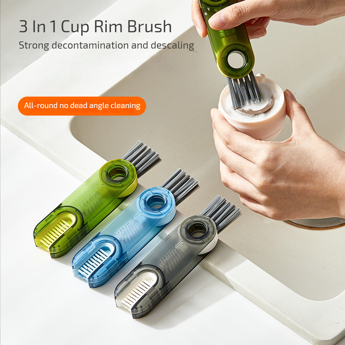 3 In 1 Tiny Brush Bottle Cup Cover Straw Cleaner Multi-Functional Kitchen Tools Gadgets
