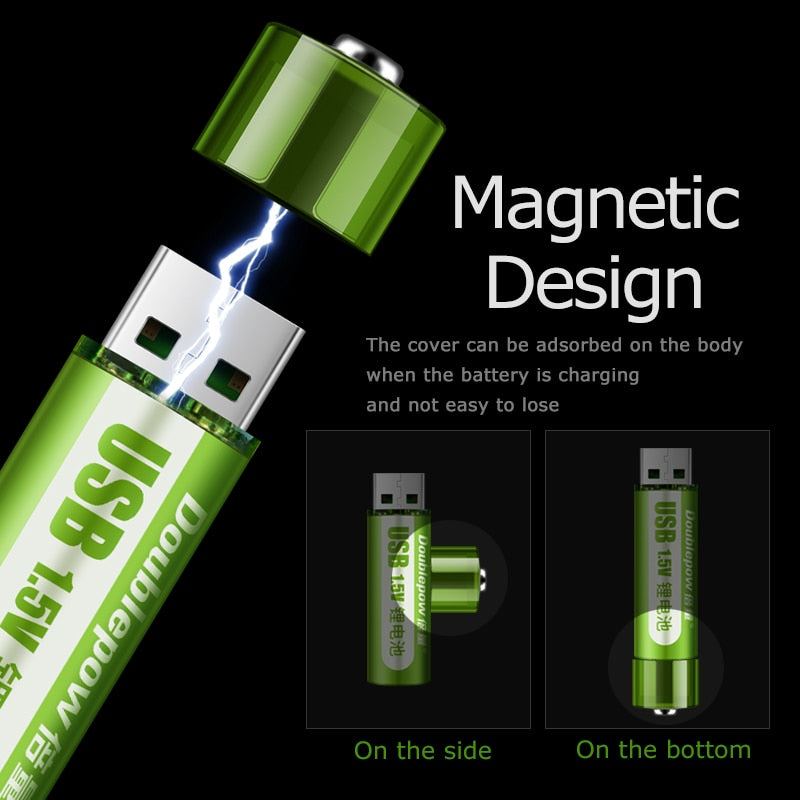 1.5V AA rechargeable battery 1800mWh USB li-ion battery