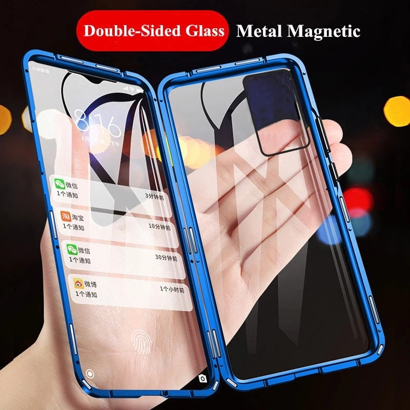 Double Sided Magnetic Metal Case For Samsung Galaxy S22 S21 UItra S10 Plus For Note10 20 A12