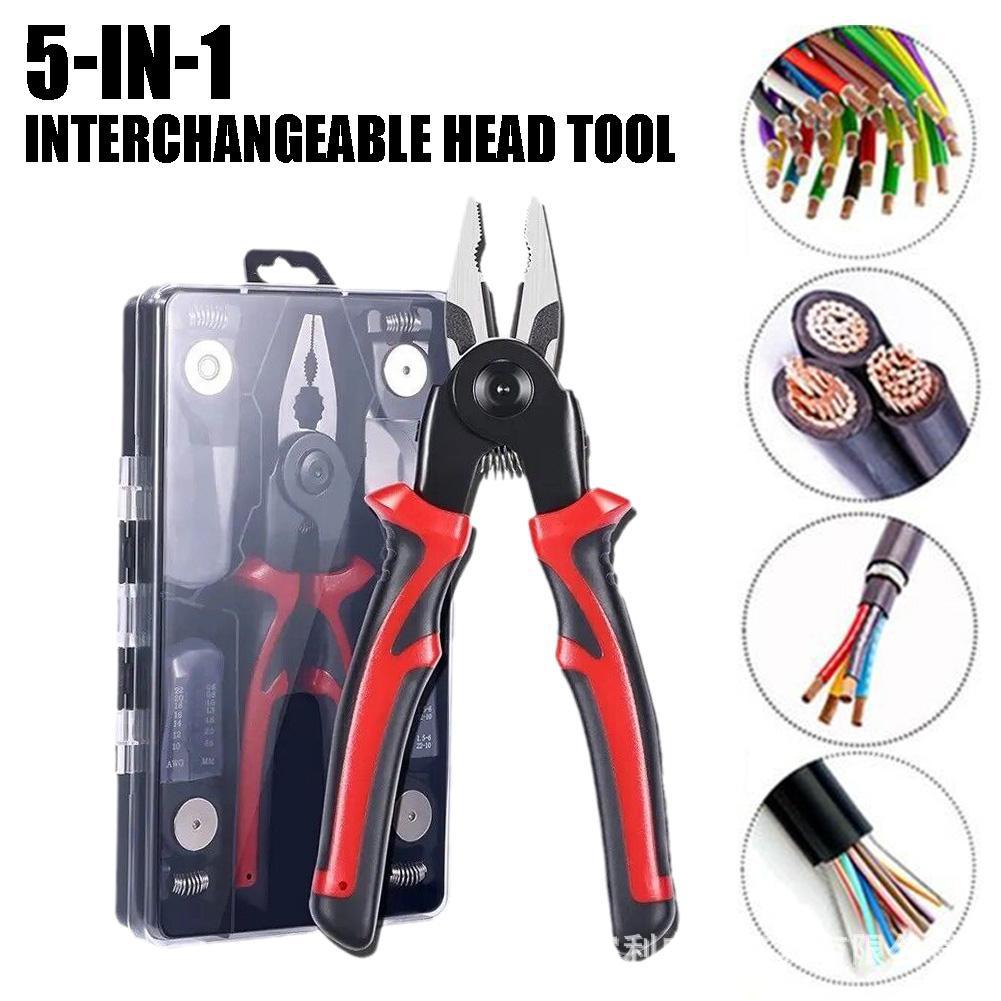Multi-purpose Tools, Five-in-one Replaceable Head Wire Stripper Electrician Special Pliers