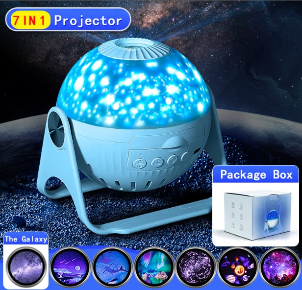 Atmosphere LED Star Projector Night Light 7 in 1 Planetarium Projection Galaxy Starry Sky Projector Lamp Rotating