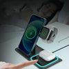 Three-in-one Foldable Wireless Charger Double Wire Ambience Light Mobile Phone Watch Earbuds