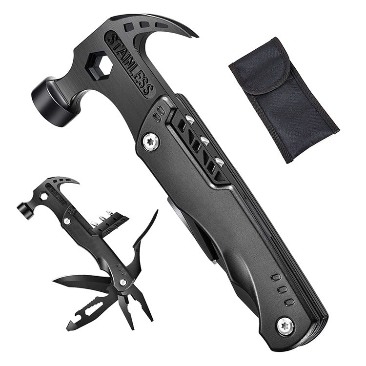 Portable Pocket Claw Hammer Multitool Stainless Steel Knife Plier Tool Nylon Sheath Outdoor Survival Camping Hiking