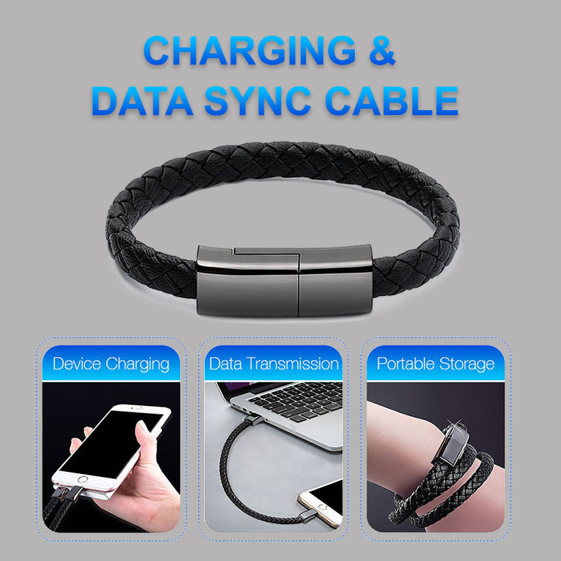 2022 New Bracelet USB Charging Data Cable Cord For I Phone USB C & Micro Cable