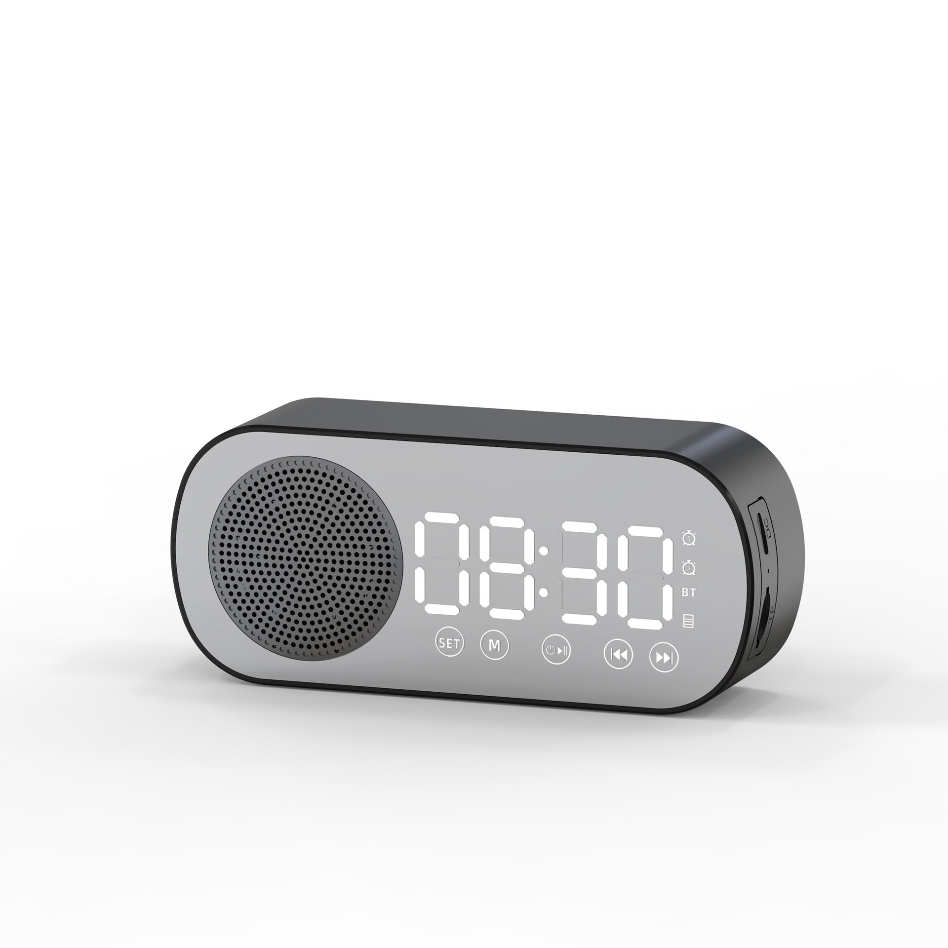 BT Music Alarm Clocks Mirror FM Radio LED Digital Clock 2 Alarm