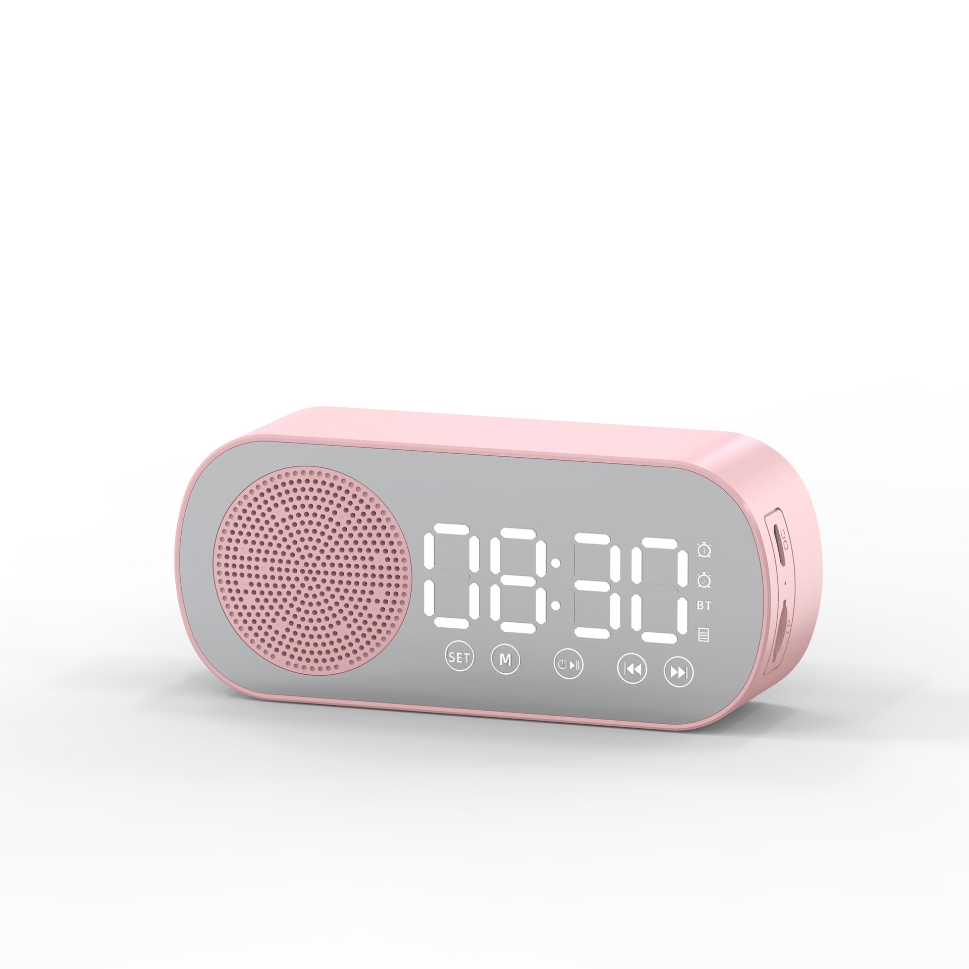 BT Music Alarm Clocks Mirror FM Radio LED Digital Clock 2 Alarm